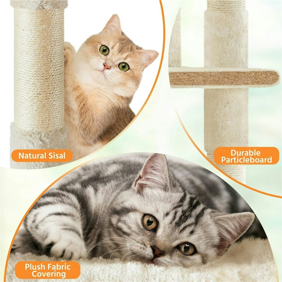 image 1 of Yaheetech 156 cm Multilevel Indoor Cat Climbing Frame Beige