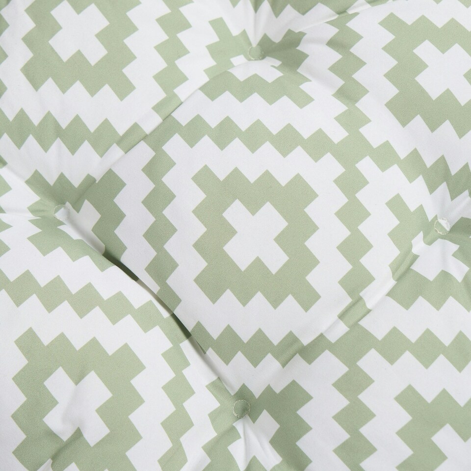 image 1 of OHS 2 x Geometric Waterproof Outdoor Garden Patio Deck Chair Tie Soft Comfy Cushion Filled Seat Pads Green | Sage | 40 x 40cm
