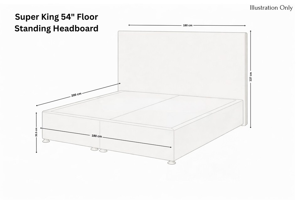 image 1 of Sloomy Mayfair Steel Plush Divan Bed Base No Drawers With 54 Inch Floor Standing Headboard | Grey | Steel | Super King | 1