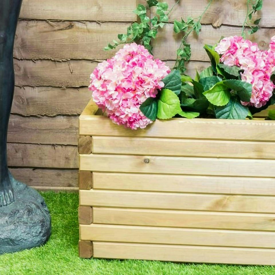 image 1 of Primrose Pine Raised Flower Bed Planed Trough Planter Timber 140cm