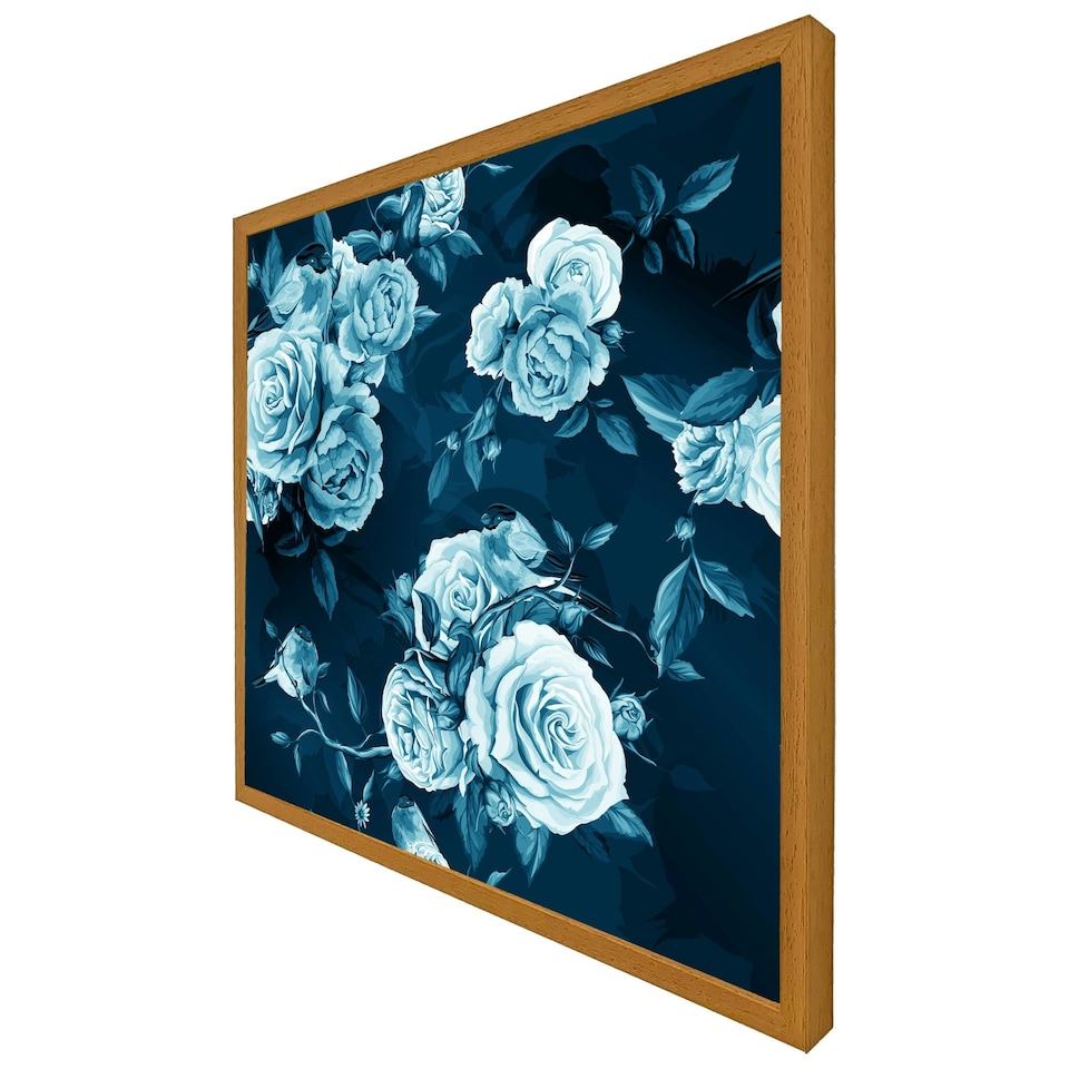 image 1 of Winter blue roses (Picture Frame) Brown | Oak | M