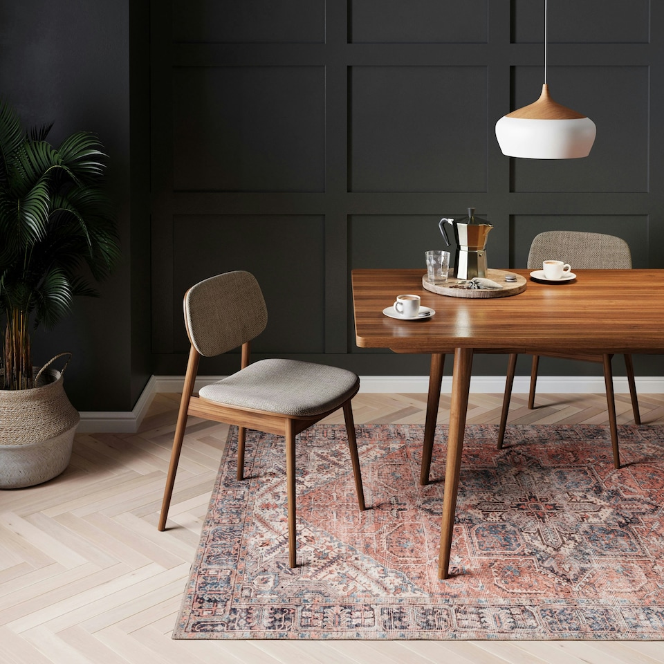 image 1 of KUKOON Warm Terracotta Traditional Medallion Non Slip Washable Low Pile Rug 160cm x 230cm | Multi