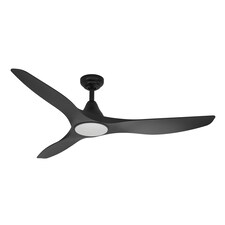 Eglo Portsea Matte Black Modern 3 Blade Plastic LED Ceiling Fan With Light Black