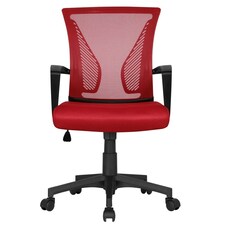 Yaheetech Ergonomic Mesh Office Chair Mid-Back 360° Rolling Casters Red