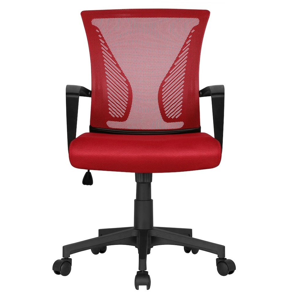 image 1 of Yaheetech Ergonomic Mesh Office Chair Mid-Back 360° Rolling Casters Red