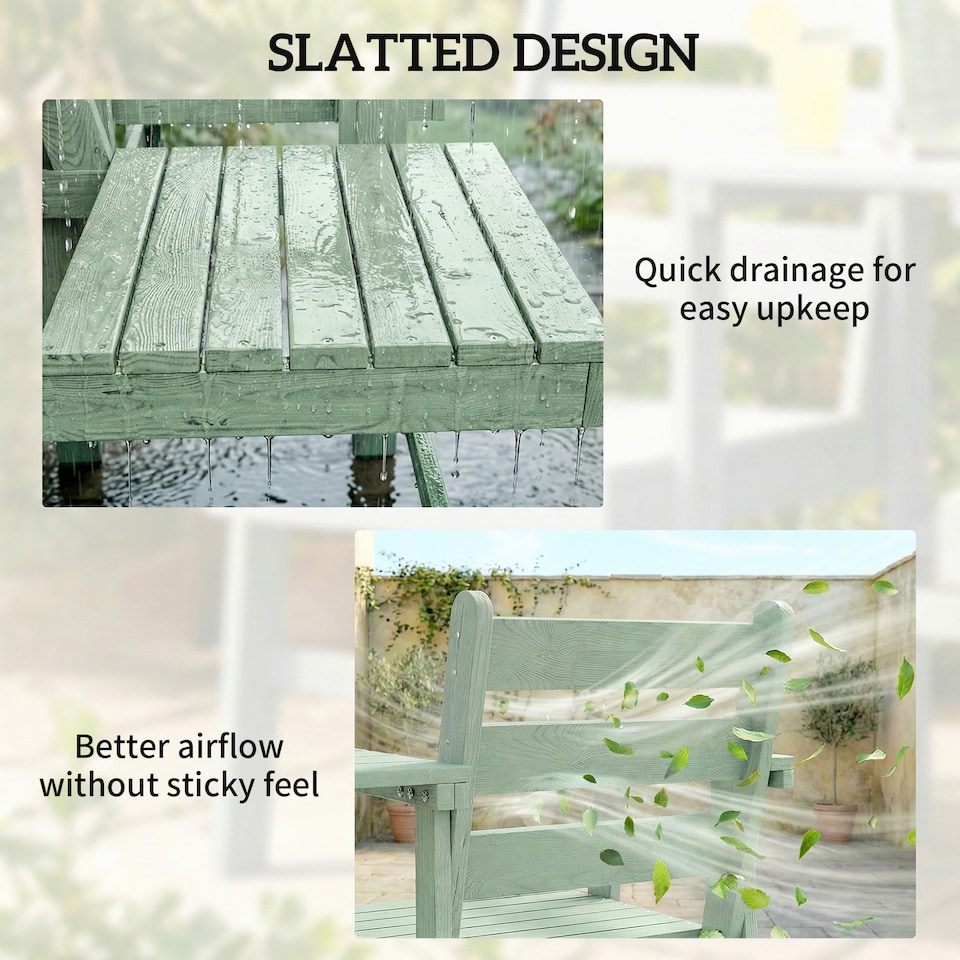 Outsunny Garden Loveseat, Embossed Wood Jack and Jill Garden Seat