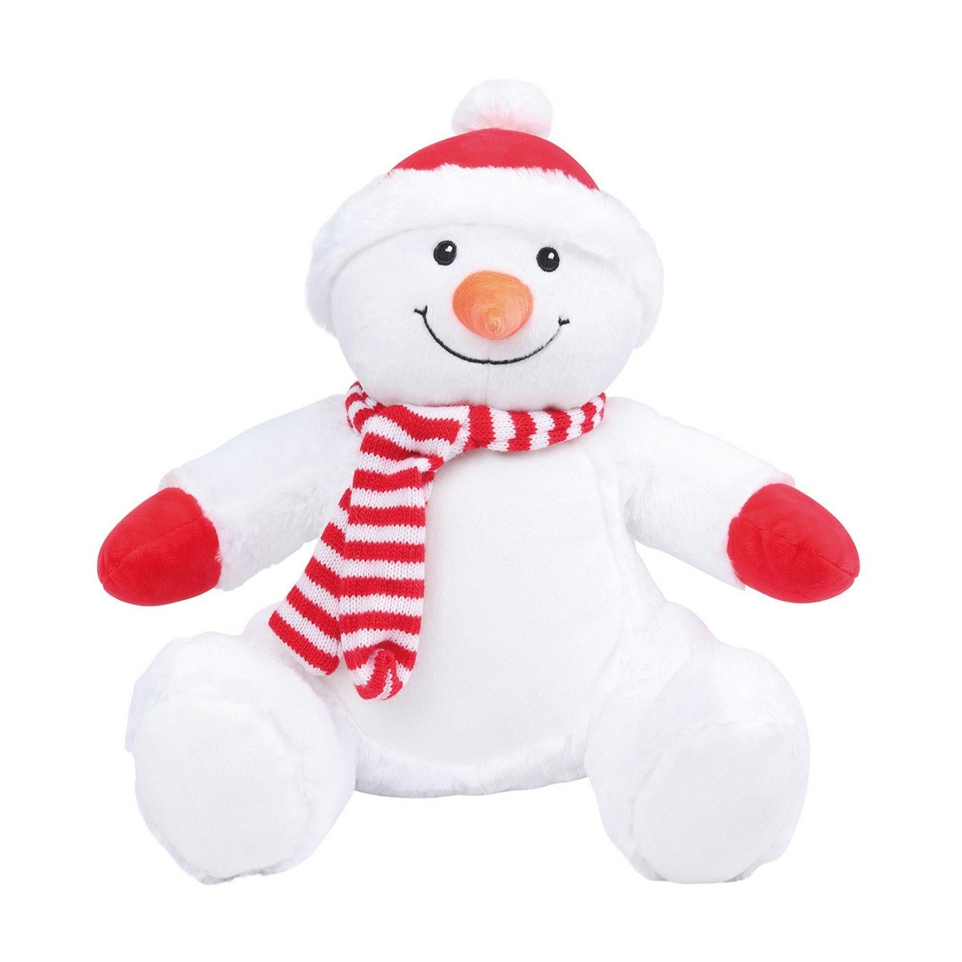 Mumbles Zipped Snowman Plush Toy - White/Red - One Size