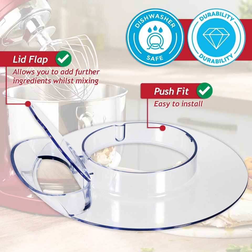 image 1 of SPARES2GO Splash Guard for Kenwood KMIX KMX75 KMX750 KMX754 KMX76 KMX760 KMX77 KMX770 Stand Mixer