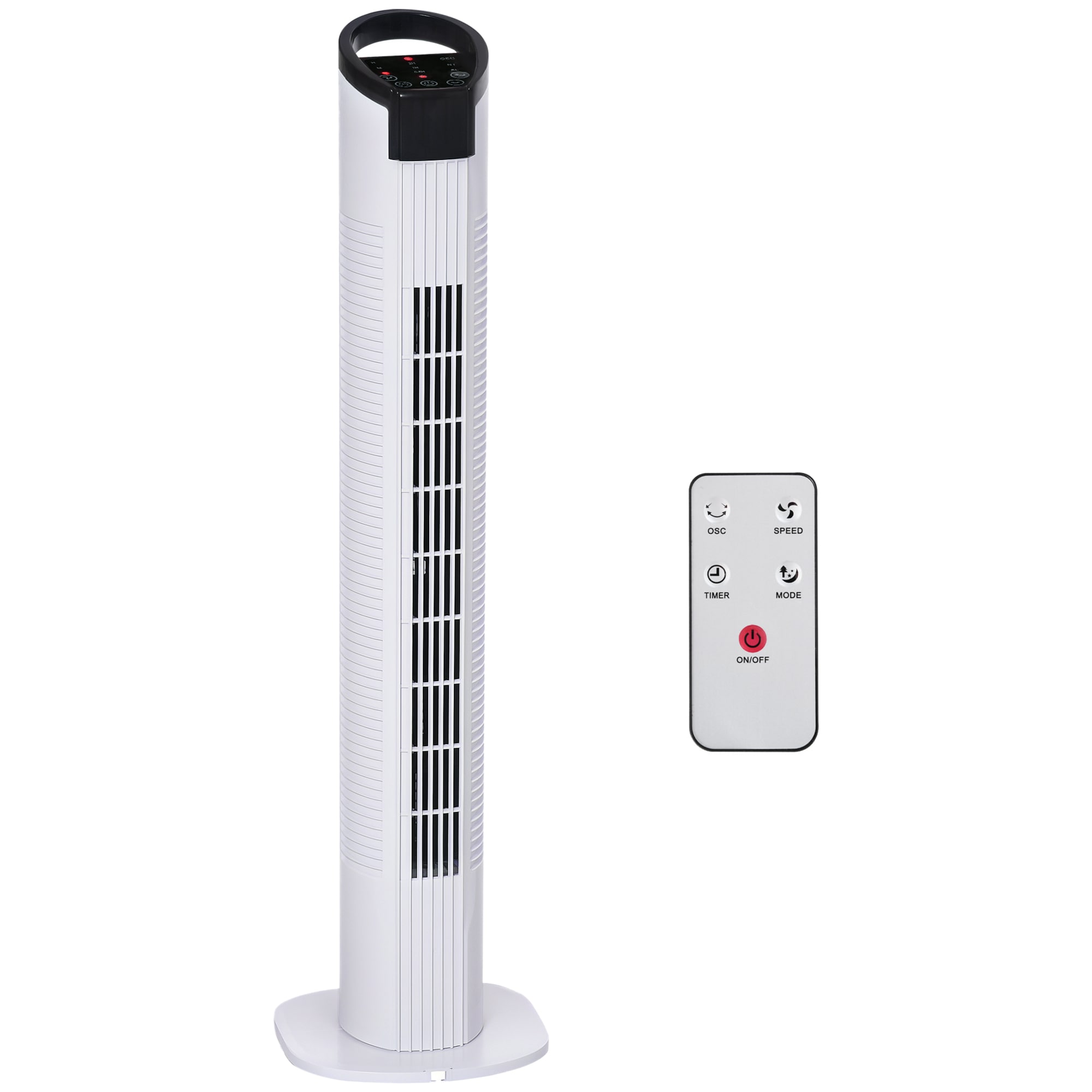 HOMCOM 31 Freestanding Tower Fan, 3 Speed 3 Mode, 7.5H Timer, Oscillating, LED Panel, Remote Control, 31 Inch Standing Fan, White
