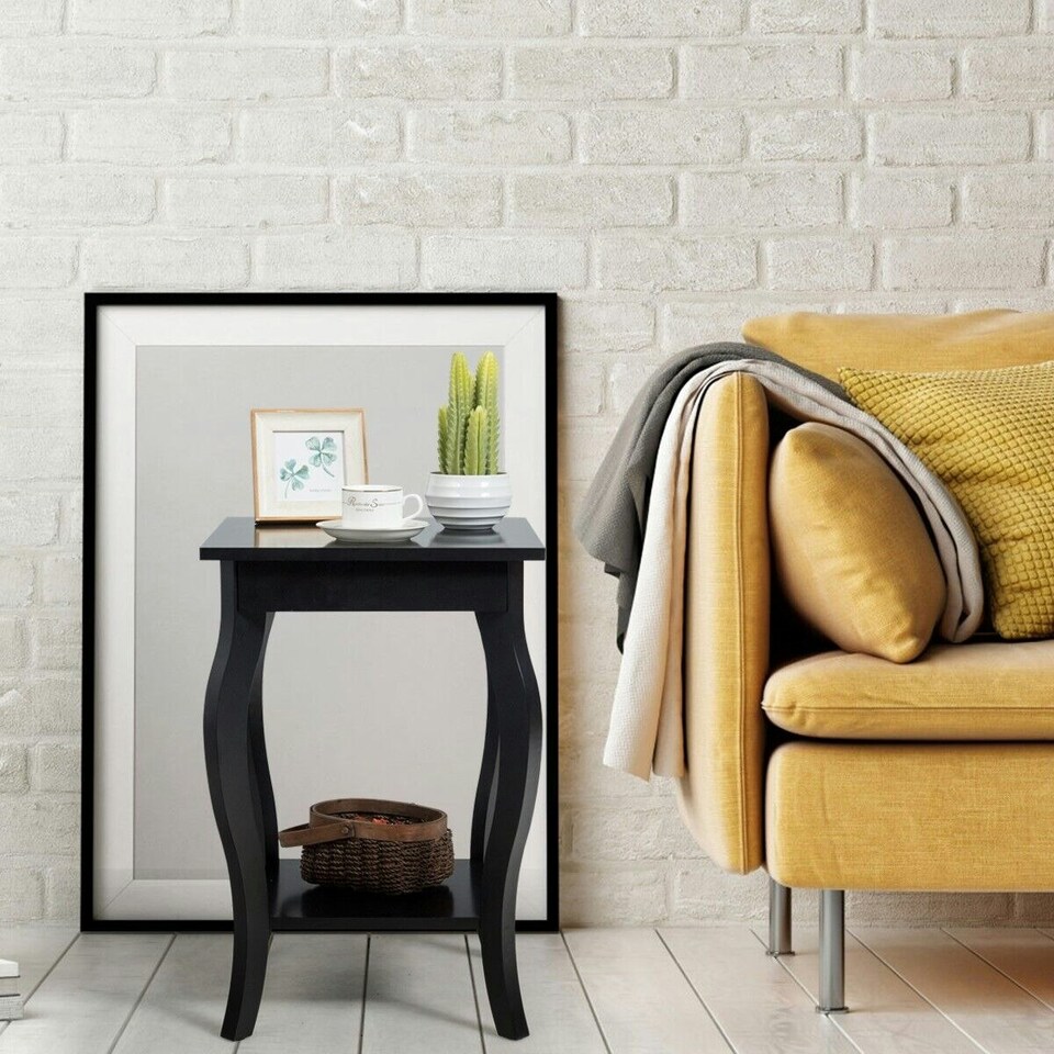 image 1 of COSTWAY Set of 2 End Table Living Room Sofa Side Table Black Black