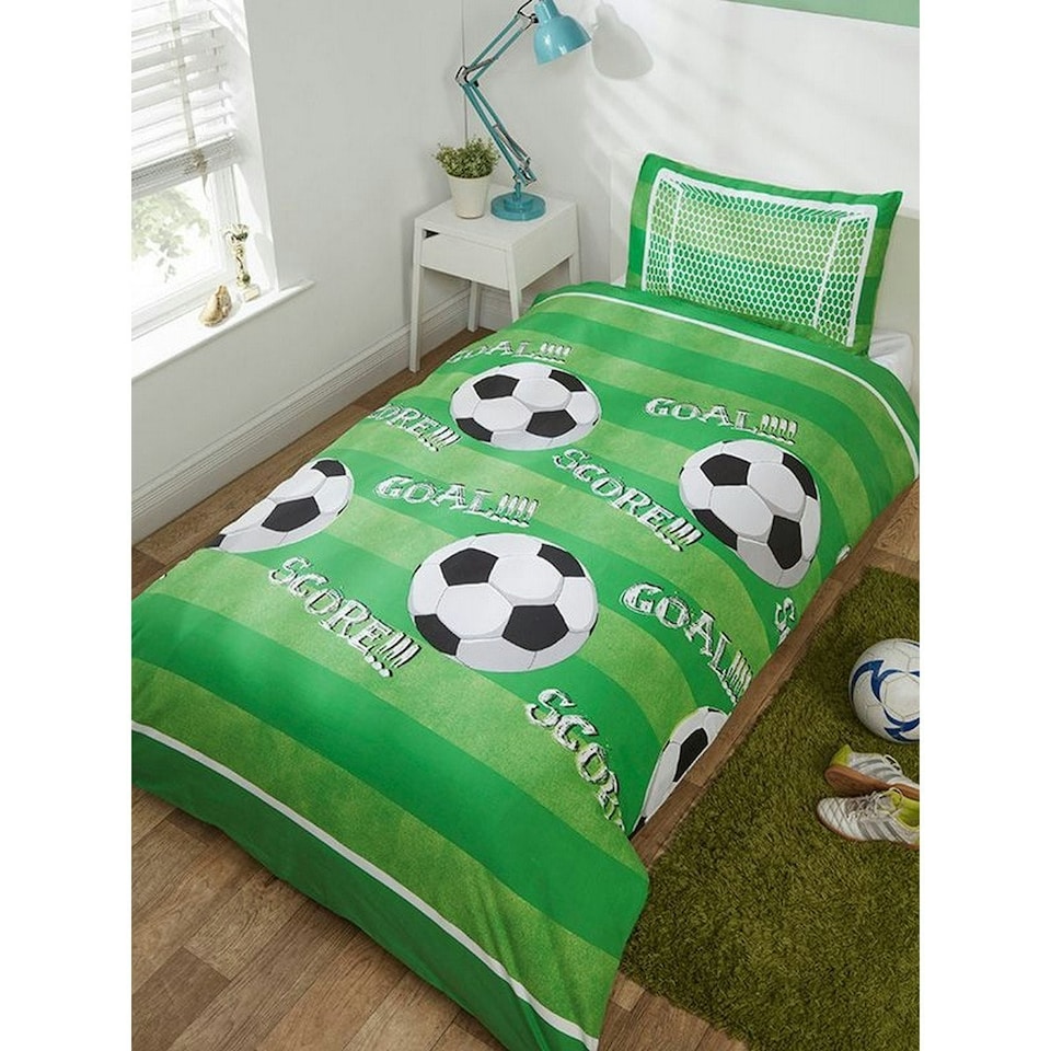 image 1 of Rapport Goal Football Duvet Cover Set - Green/White - Single