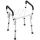 image 1 of HOMCOM Portable Shower Stool, Non-Slip Shower Chair with Adjustable Height, Rust-Free Aluminium Bath Chair for Elderly, Disabled, White