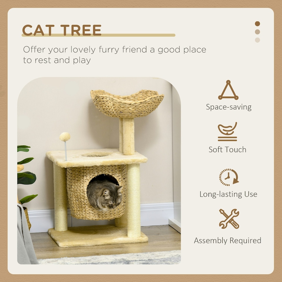 image 1 of PawHut Cat Tree with Scratching Posts, Cat House, Bed, Washable Cushions