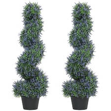 Artificial Lavender Topiary Tree with 315 Leaves and 315 Flowers, Set of 2