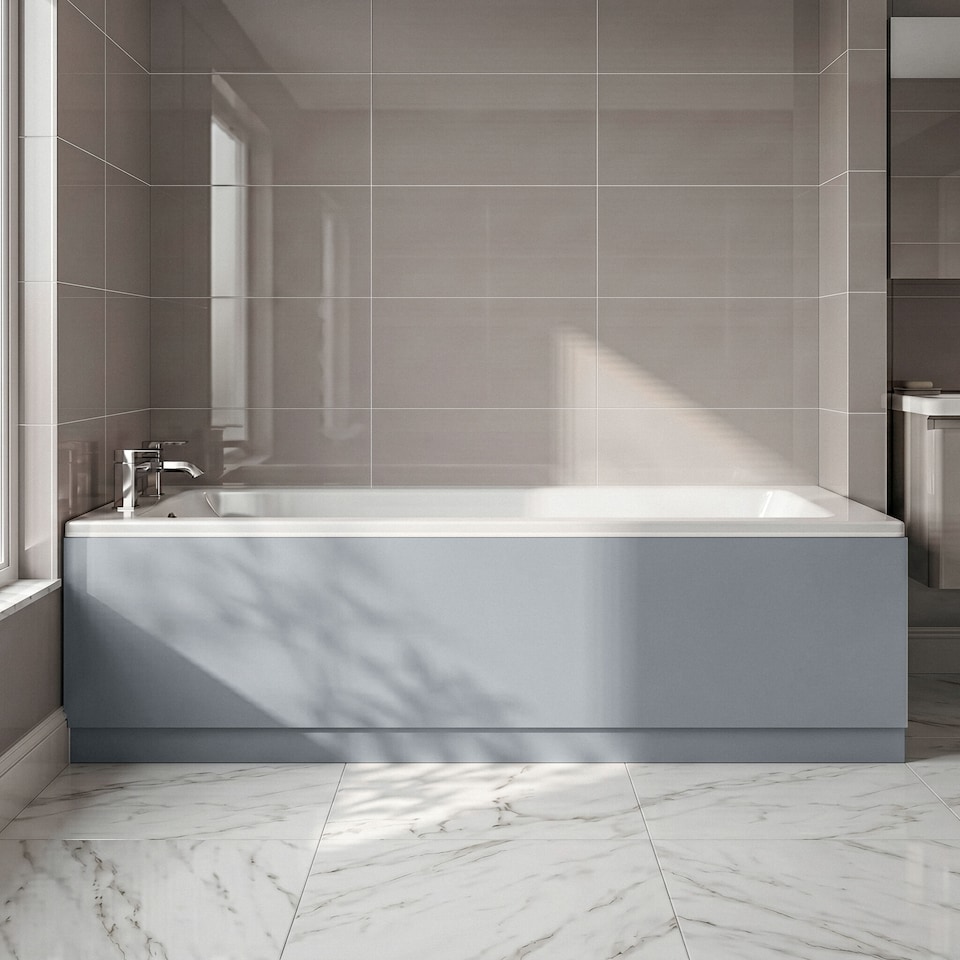 image 1 of Balterley Straight Reversible Bath Front Panel & Plinth | Grey | Satin Grey | 1