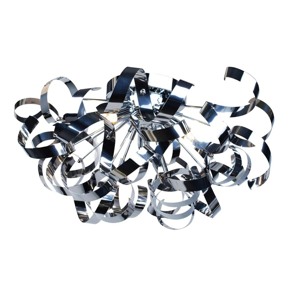 image 1 of First Choice Lighting Set of 2 Chrome Swirl Ribbon Dome Ceiling Fitting Chrome | Chrome
