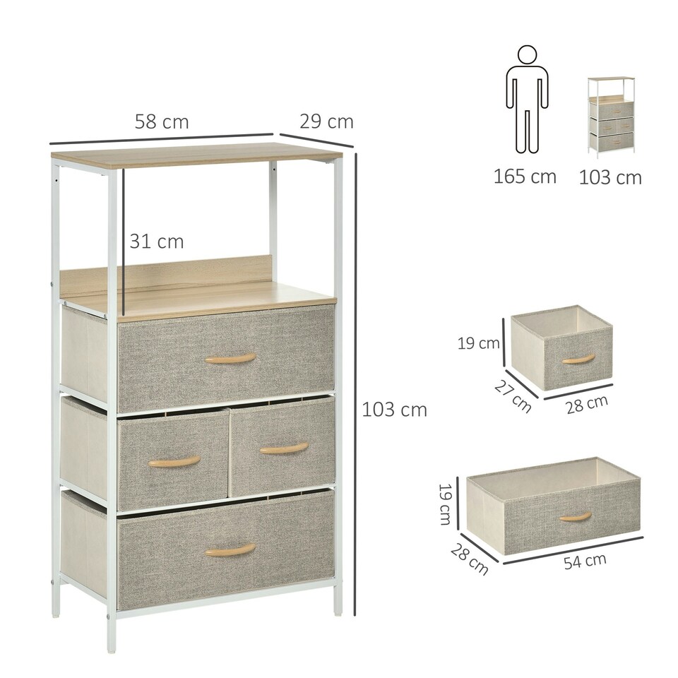 image 1 of HOMCOM 4 Drawer Storage Chest Unit Home with Shelves Home Living Bedroom
