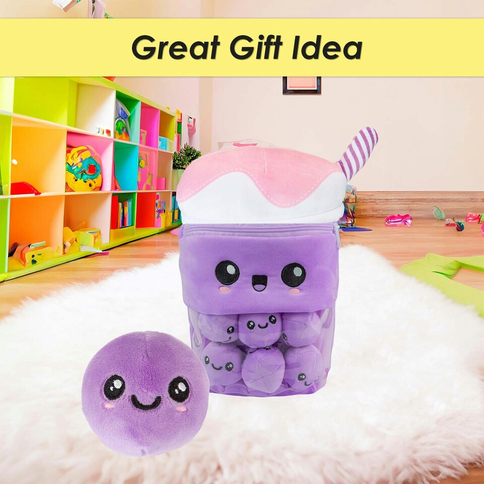 image 1 of Boba Tea Soft Toy Cute Plushie Huggable Cuddly Stuffed Toy Gift 35cm Lilac