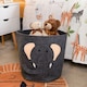 image 1 of OHS Kids Round Elephant Felt Toy Storage Organiser Basket - Charcoal