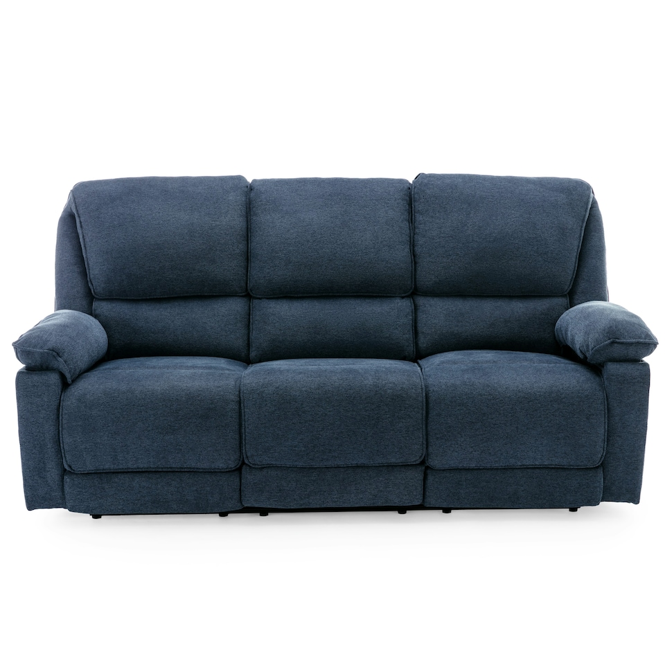 image 1 of Sydney 3 Seater Fabric Manual Recliner Sofa with Drinks Console (Blue)
