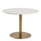 image 2 of Corby Round Dining Table with White Polished Marble Top & Gold Base inc 4 Brooke Dining Chairs in Beige