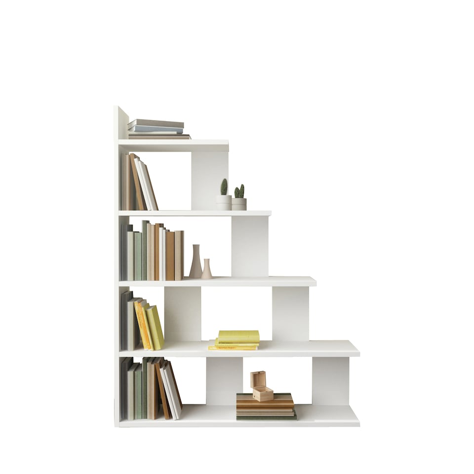 image 1 of Decorotika Echo Ladder Bookcase 5-tier Decorotika Echo Ladder Bookcase 5-tier - 120 cm H x 90 cm W x 21,8 cm D | White