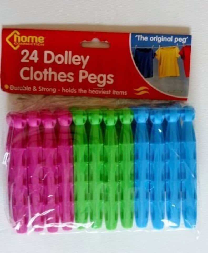 image 1 of Pack of 24 Coloured Plastic Dolly Pegs