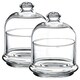 image 1 of Mini Glass Service Bowl Pastry Cookie Candy Dish Jar with Bell Dome Lid | Clear | Clear | 2 Dishes | 2