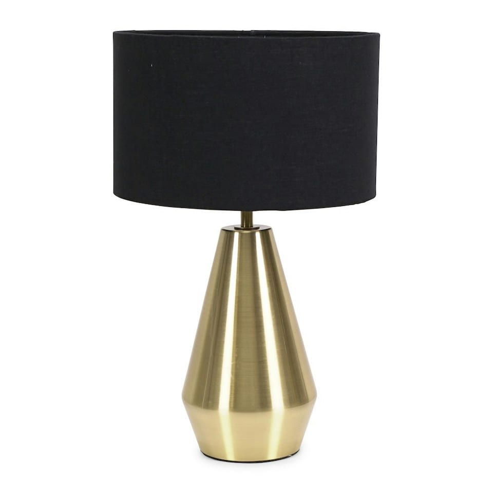 image 1 of ValueLights Jax Antique Brass Touch Table Lamp Black Shade