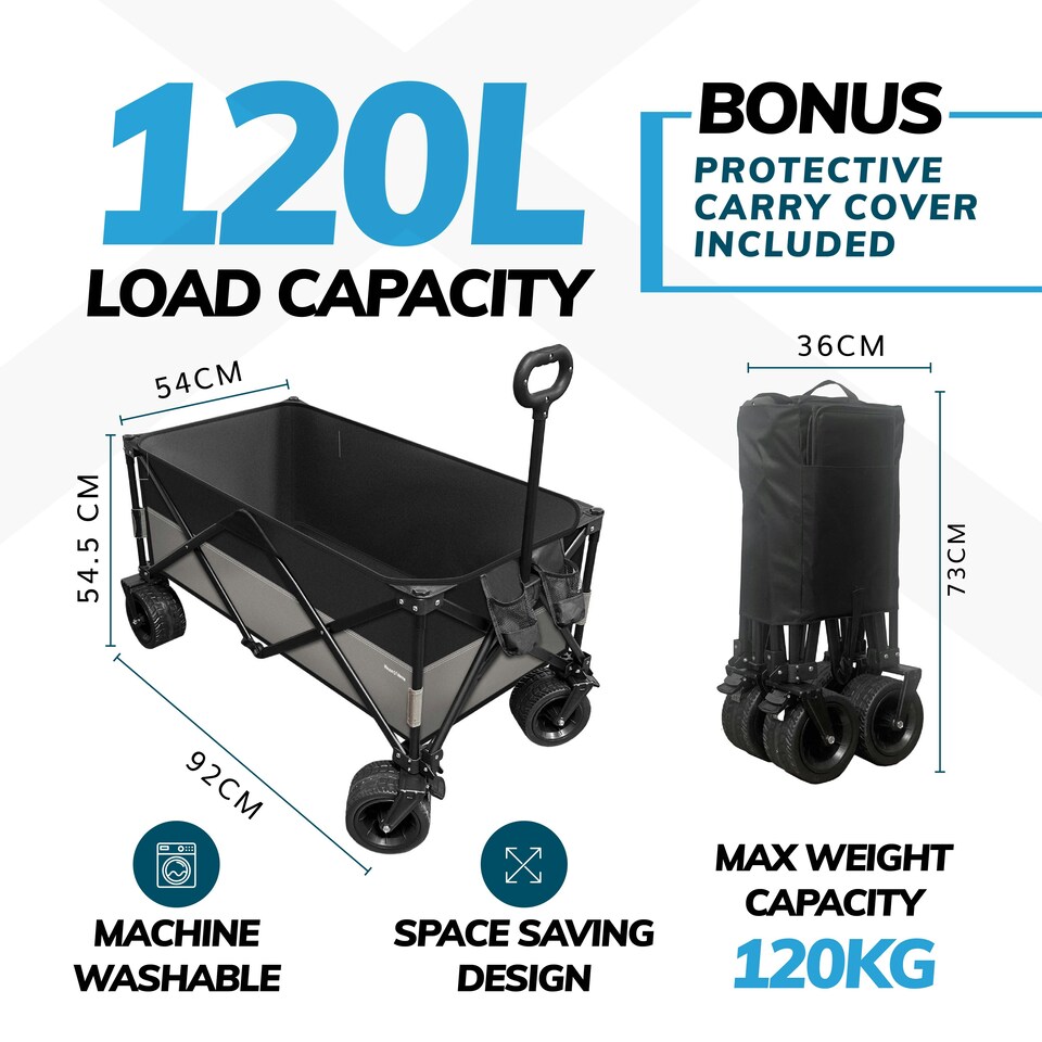 image 1 of 220L Foldable Utility Trolley Garden Home Camping Festivals No Assembly 220kg Load
