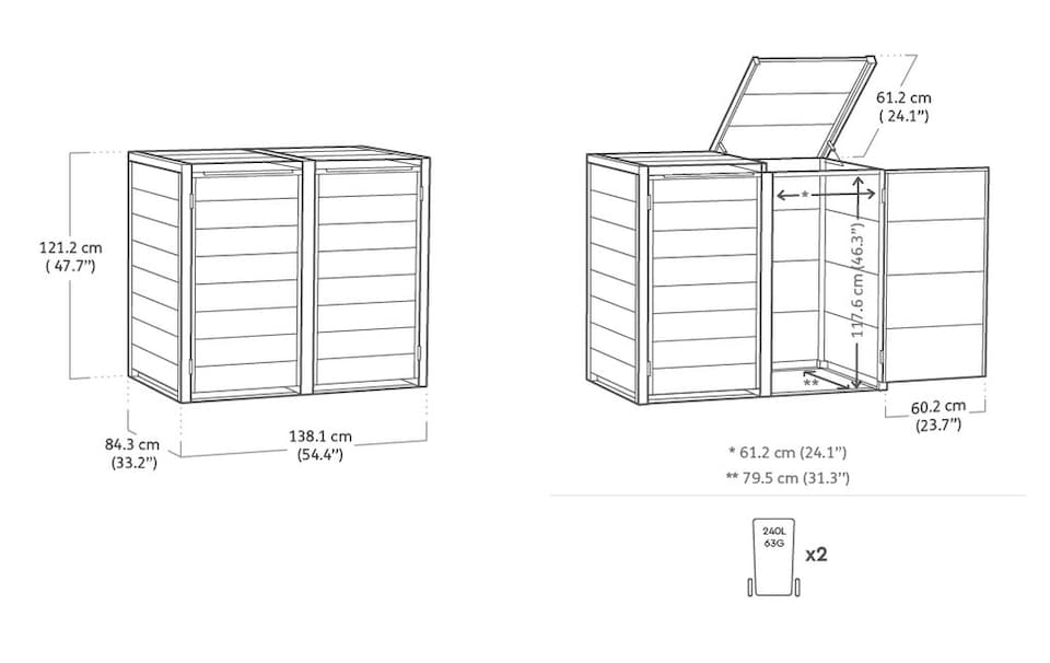 image 1 of Keter 240L Bin Hideaway - Grey