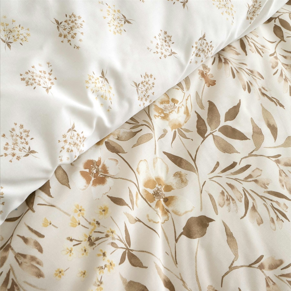 image 1 of Catherine Lansfield Isadora Floral Duvet Cover Set - Natural Cream | King