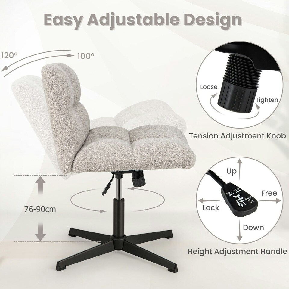 image 1 of COSTWAY Armless Home Office Chair Swivel Desk Chair Grey Grey