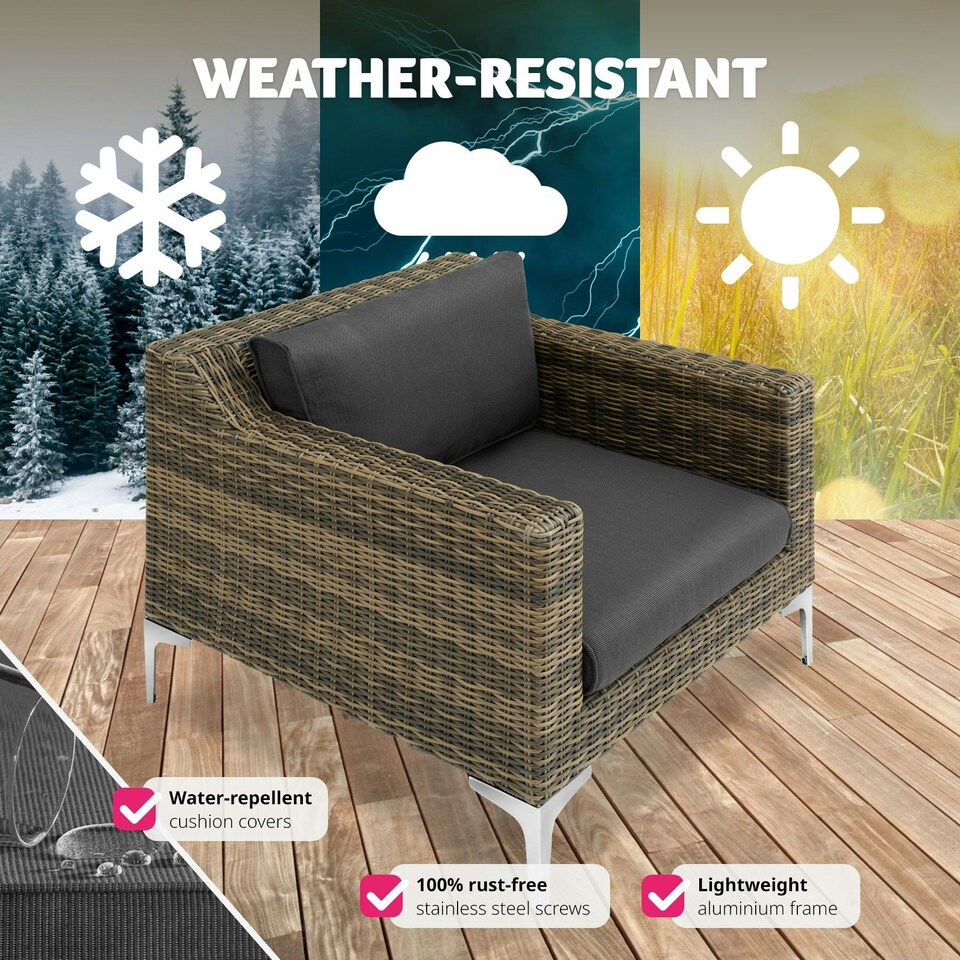 image 1 of Rattan Garden Furniture Villanova - armchair, thick seat cushion, 85 x 89 x 72 cm