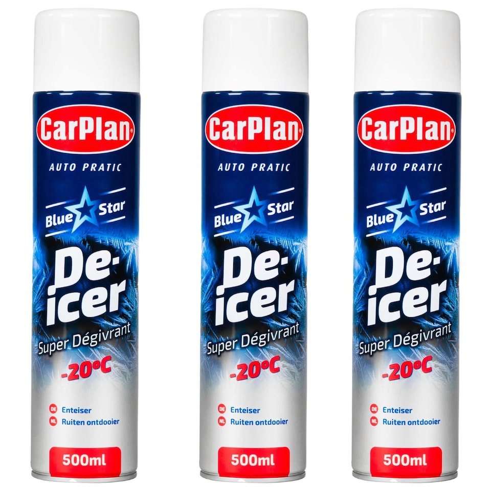 image 1 of CarPlan Blue Star De-Icer Car Windscreen Aerosol Spray Car Ice Melt 500ml