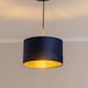 image 3 of ValueLights Reni Small Navy Velvet Gold Inner Lamp Shade & Bulb | Blue