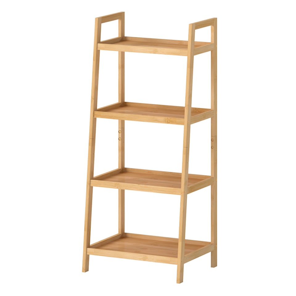 image 1 of Levede Bathroom Storage Shelves 4 Tier Rack Corner Bathroom Kitchen Bamboo