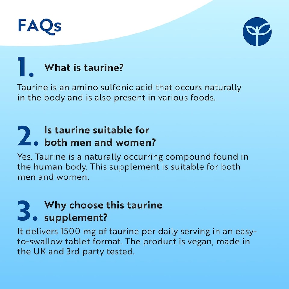image 1 of Nutravita Taurine Supplement 1500mg - Vegan Amino Acids - Sports Supplement for Men & Women - Made in The UK - 180 High Strength Taurine Tablets