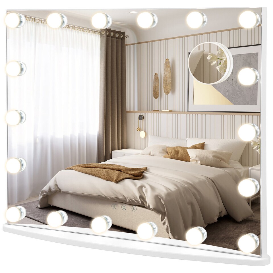image 1 of COSTWAY 2 in 1 Tabletop Wall Mounted Makeup Mirror Vanity Mirror