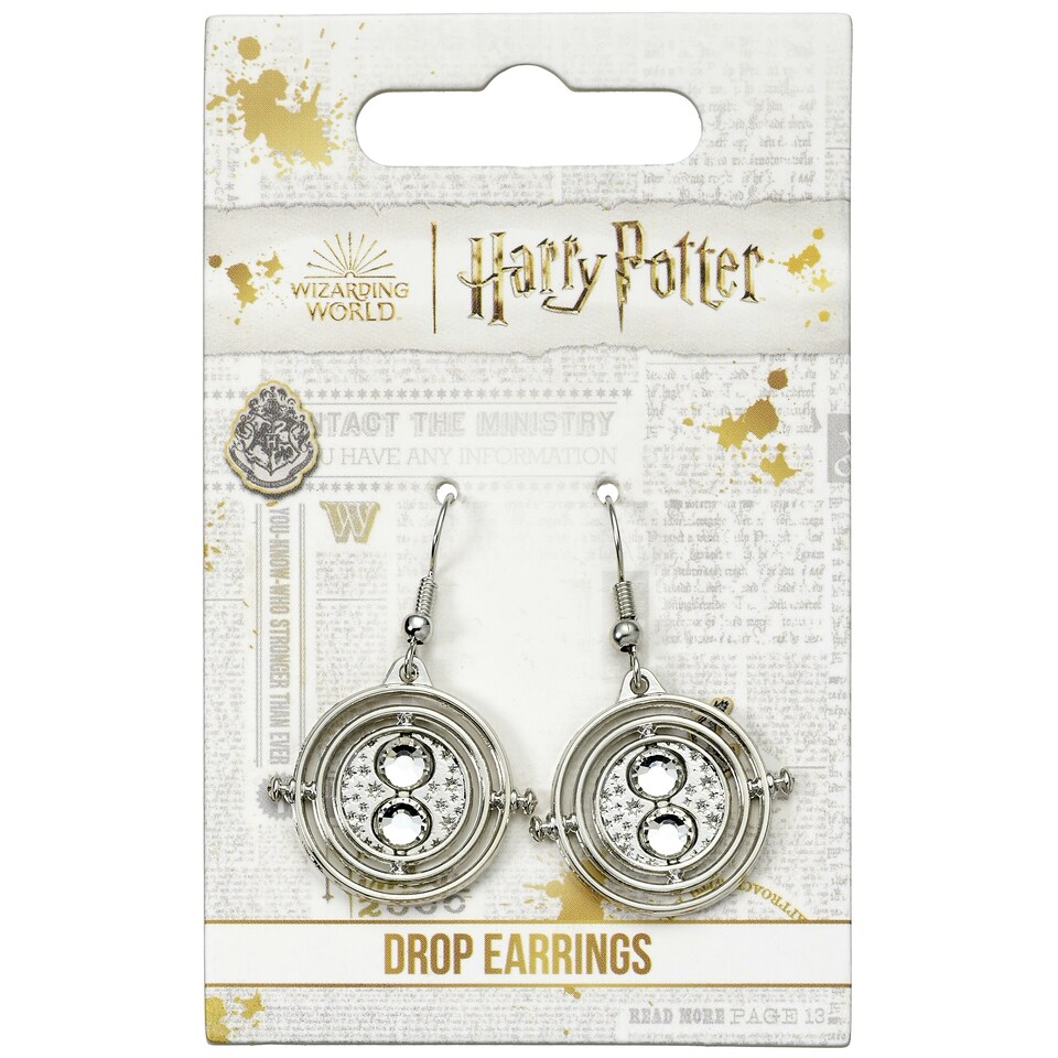 image 1 of Harry Potter Silver Tone Time Turner Drop Earrings