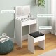 image 6 of HOMCOM Dressing Table with Mirror and Stool, Vanity Makeup Table with Flip Up Mirror, Vanity Desk with Storage Unit and Padded Seat, White