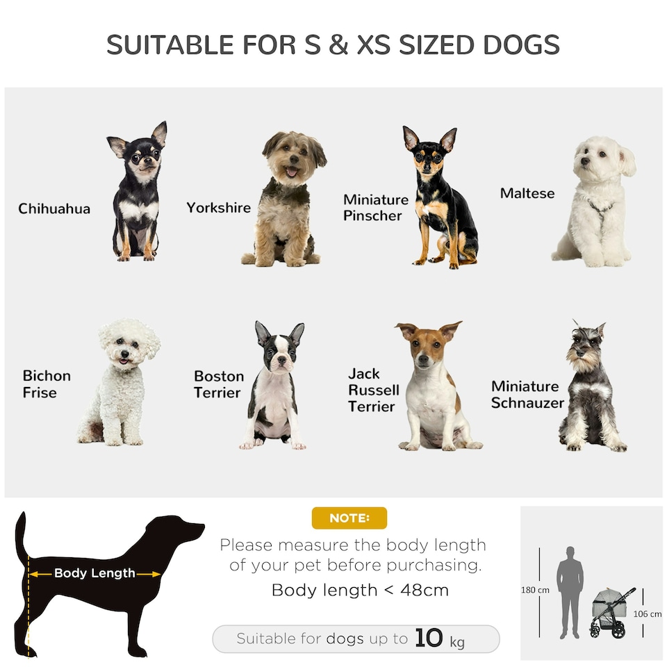 image 1 of PawHut Pet Stroller Foldable Dog Cat Travel Carrying Bag for Small Dogs