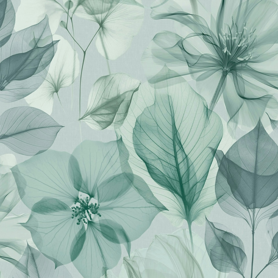image 1 of Superfresco Easy Arlington Aquamarine Leaves Wallpaper Blue | Blue