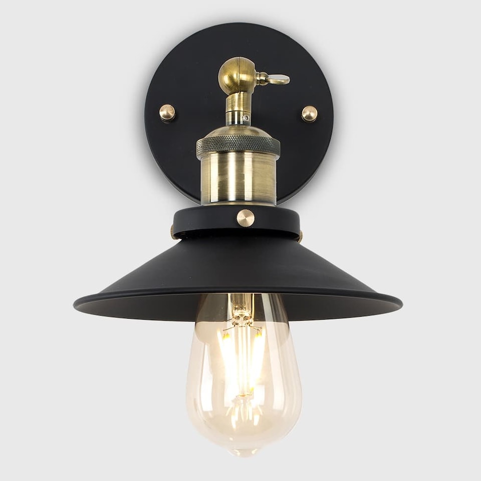 image 1 of ValueLights Colonial Pair Black and Antique Brass Wall Lights