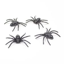 Halloween Decorative Black Spiders - Pack of 4