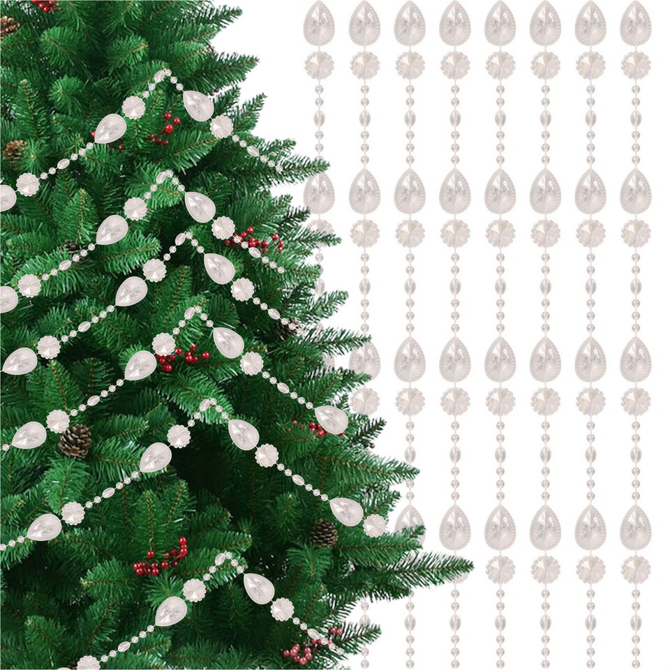 image 1 of Iridescent Bead Chain Garland, Christmas Clear Garland Strands - 8M