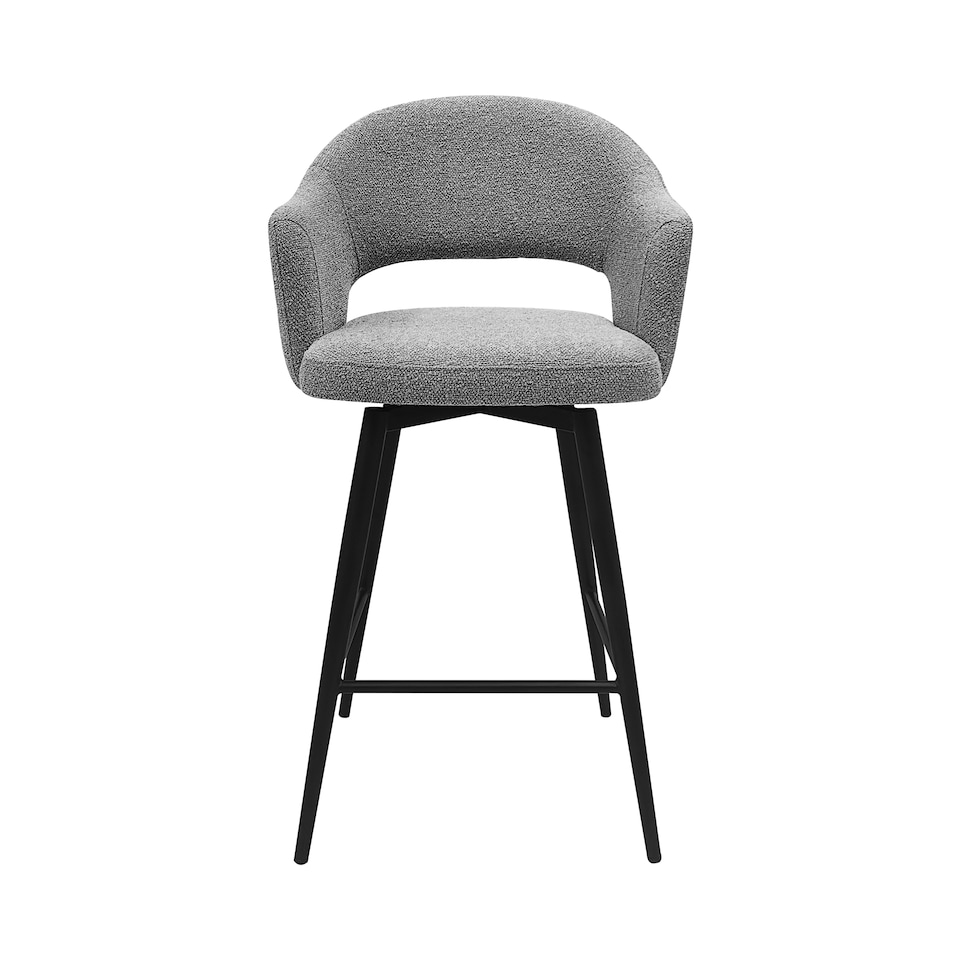 image 1 of Bentley Designs - Sterling 180° Return Swivel Barstool With Black Sand Powder Coated Legs - Grey Fabric (Single)