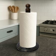 Interiors by Premier Ziarat Black and Gold Marble Kitchen Roll Holder, Scratch-less Kitchen Holder, Easy to Use Roll Holder