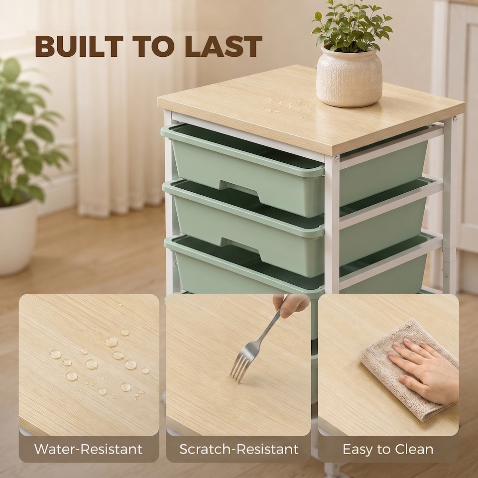 image 1 of HOMCOM 6-Tier Storage Trolley on Wheels with 5 Pull-Out Drawers