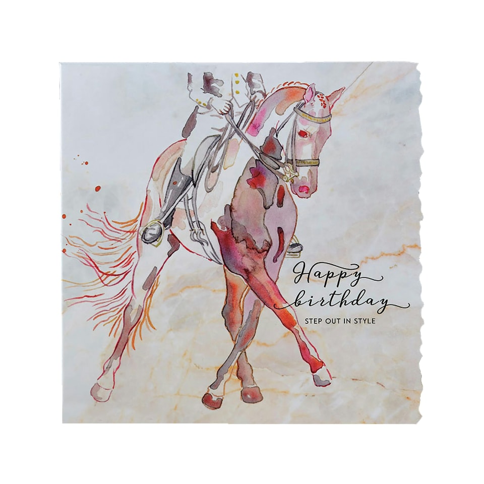 Deckled Edge Fanciful Dolomite Greetings Card - Birthday Step Out In Style - Dressage (Multicoloured) - One Size